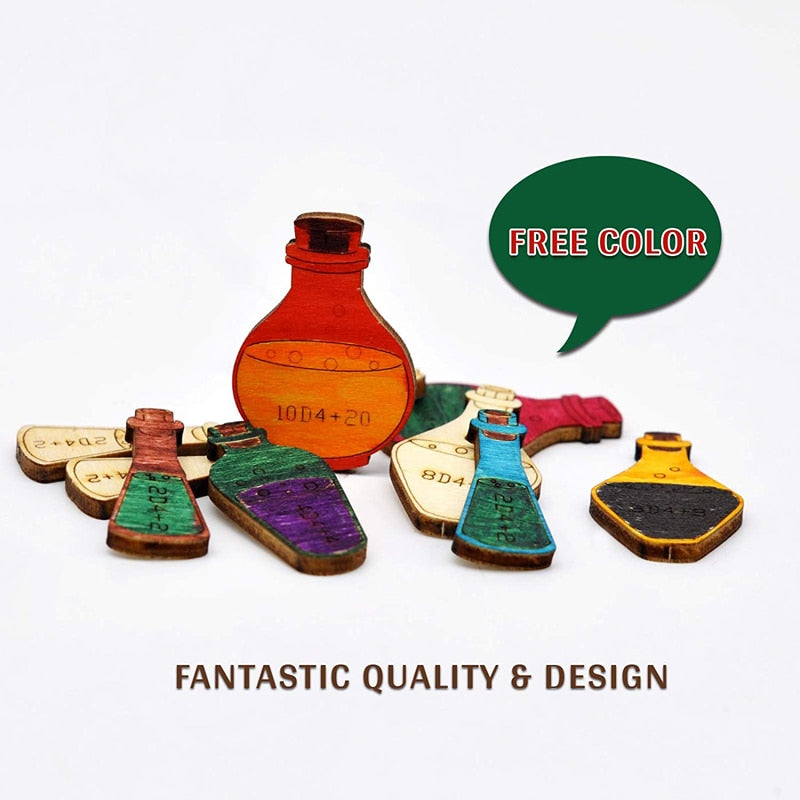 Healing Potion Tokens Set of 21 Wood Laser Cut and Etched