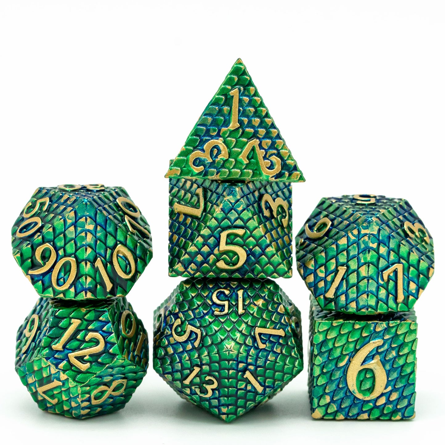 Cusdie Metal Dragon scale 7pc Polyhedral Dice set