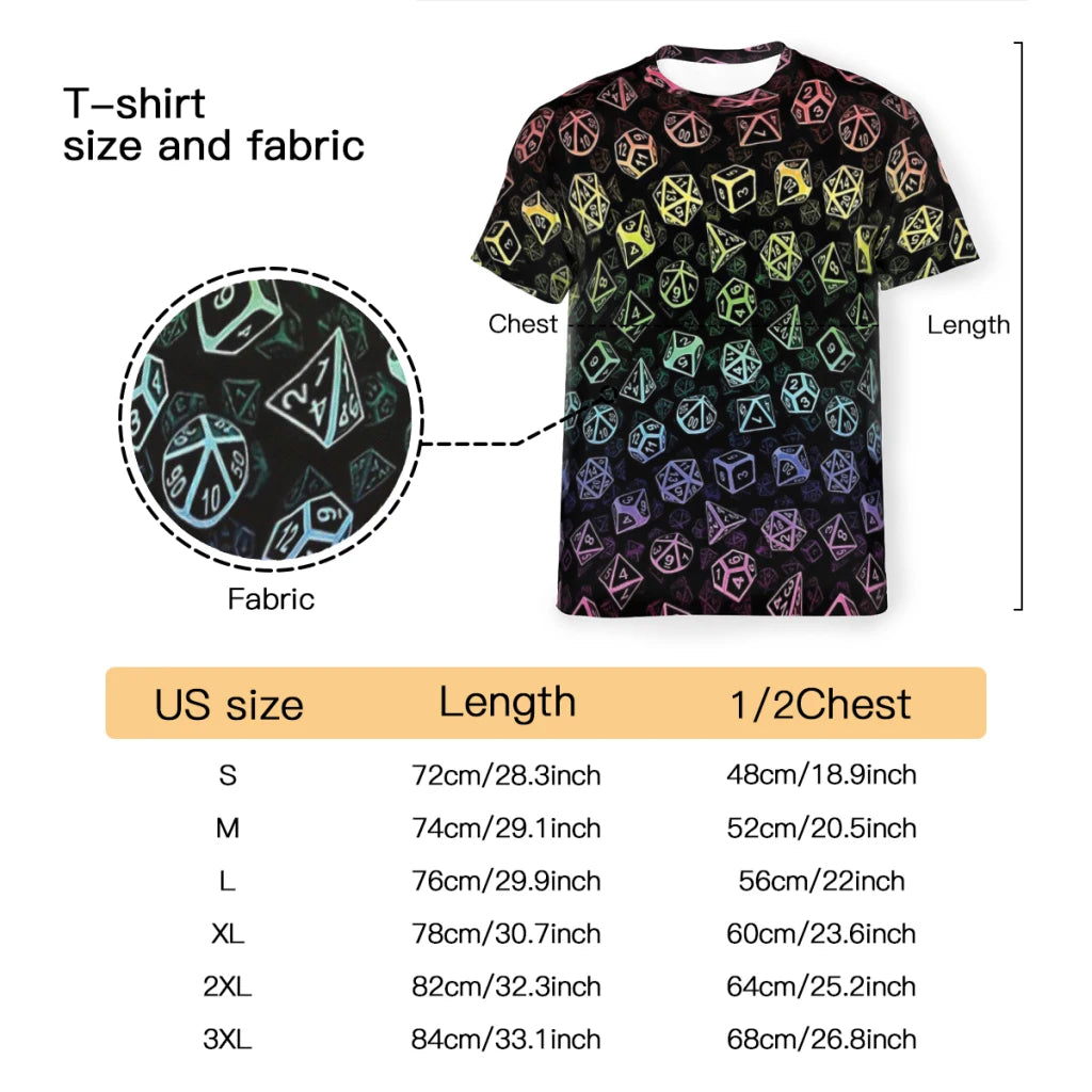 Polyhedral Dice Set Pattern Rainbow T-Shirt