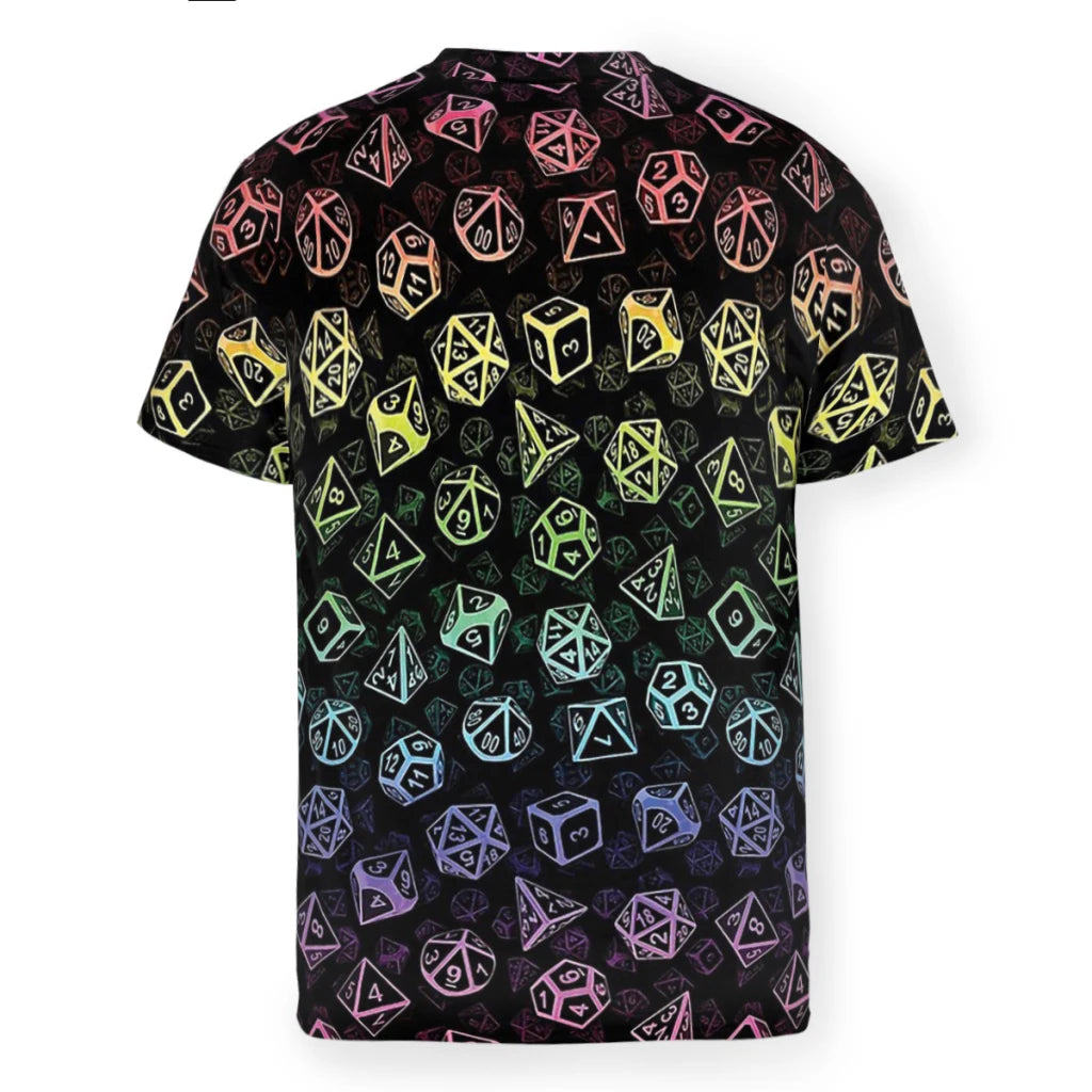 Polyhedral Dice Set Pattern Rainbow T-Shirt