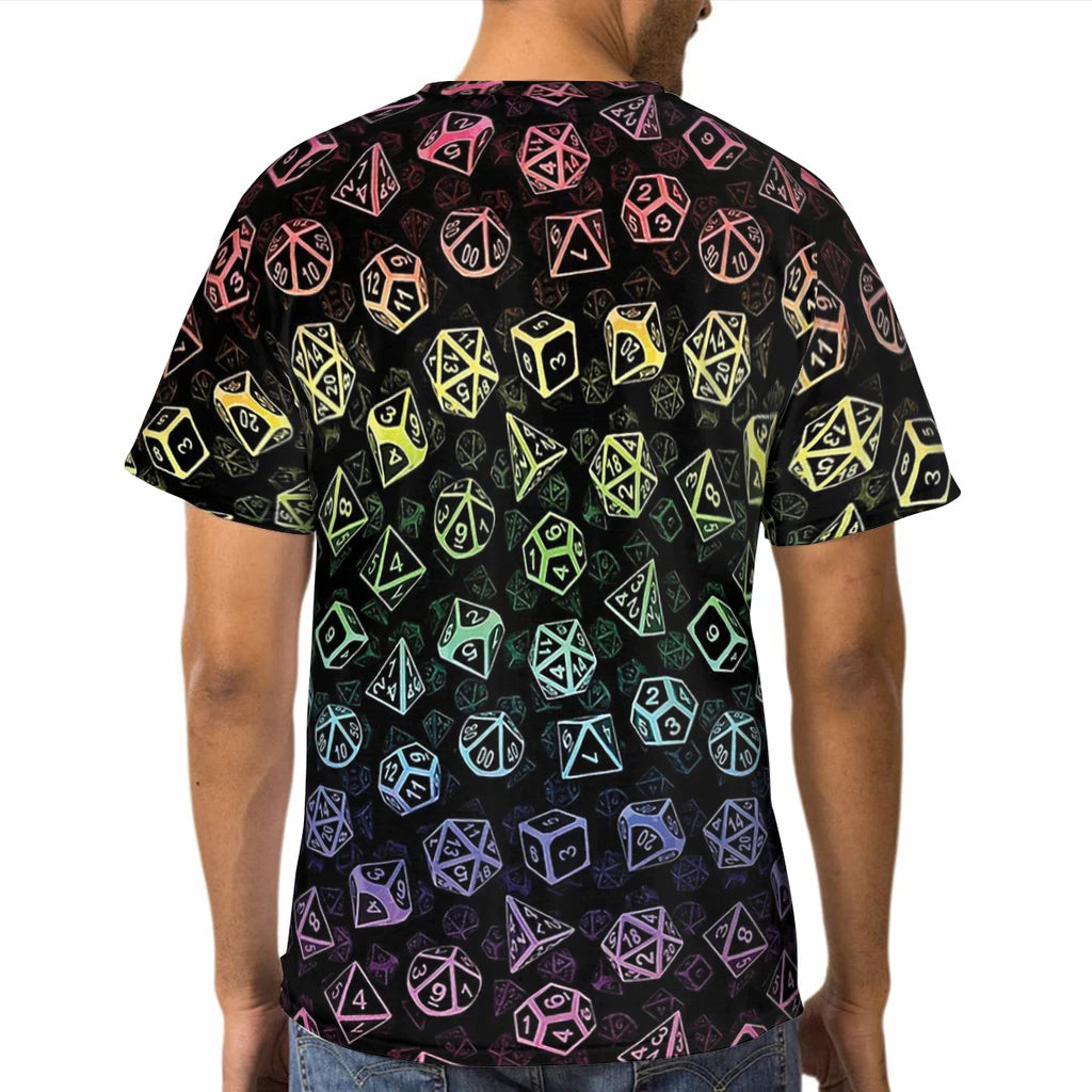 Polyhedral Dice Set Pattern Rainbow T-Shirt