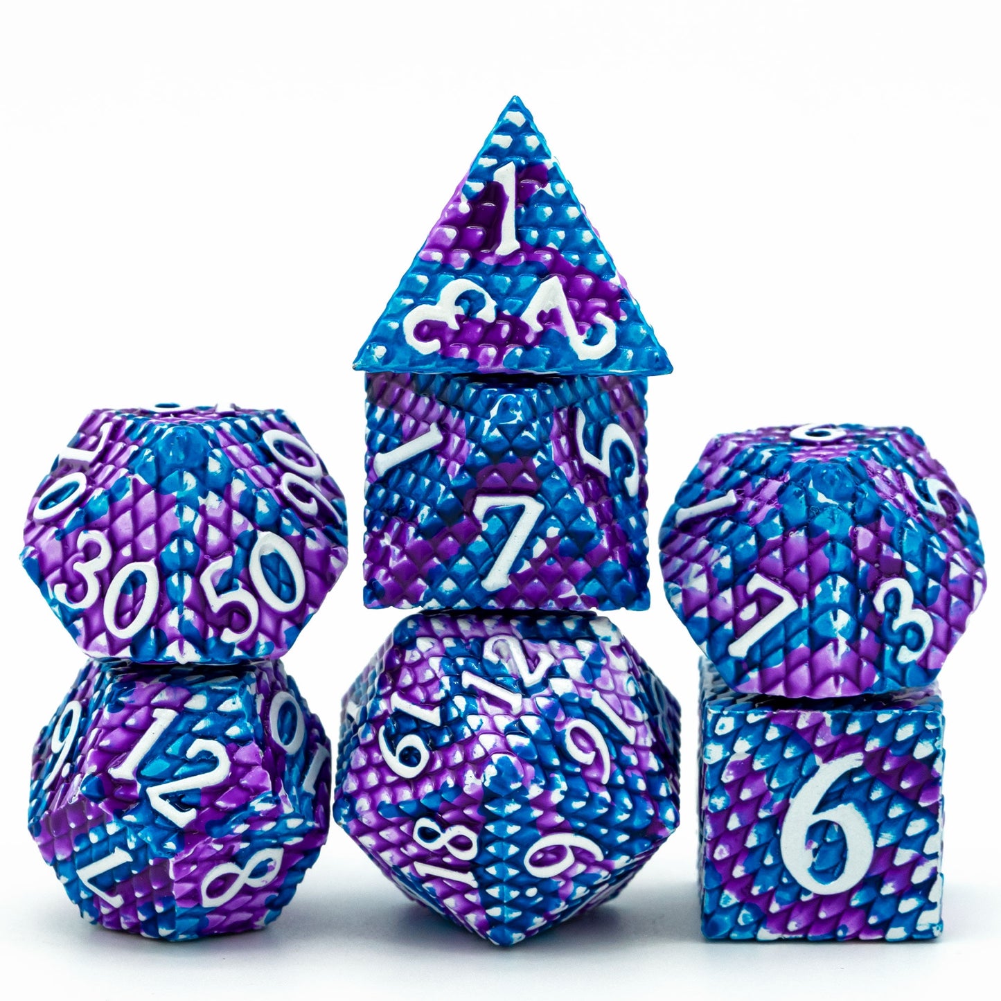 Cusdie Metal Dragon scale 7pc Polyhedral Dice set