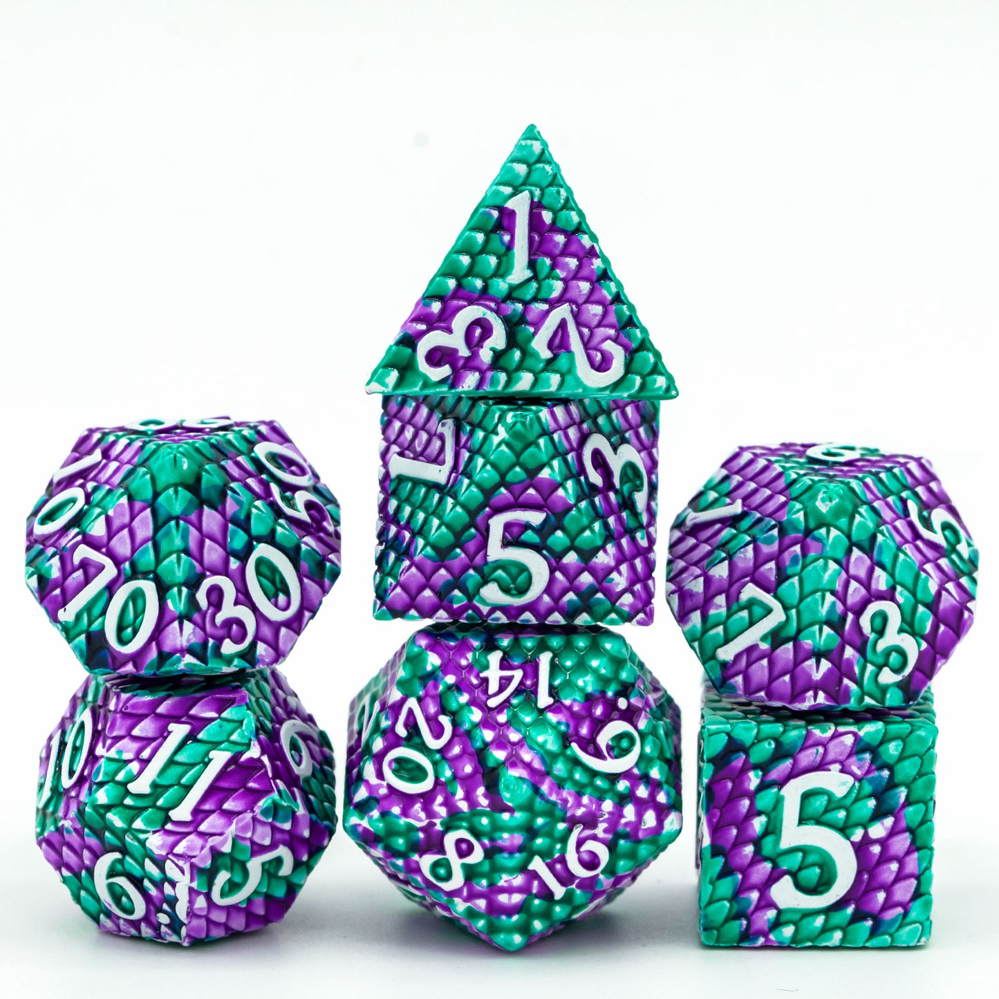 Cusdie Metal Dragon scale 7pc Polyhedral Dice set