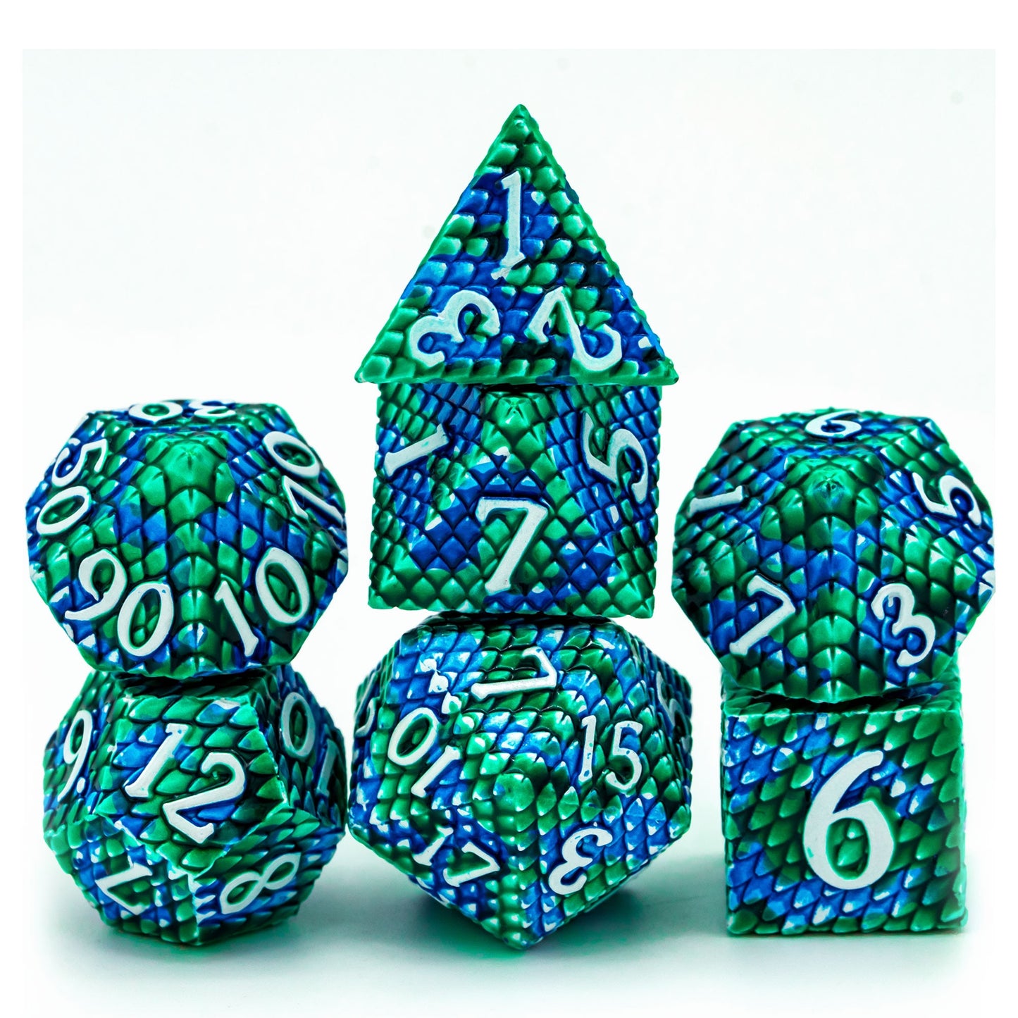 Cusdie Metal Dragon scale 7pc Polyhedral Dice set