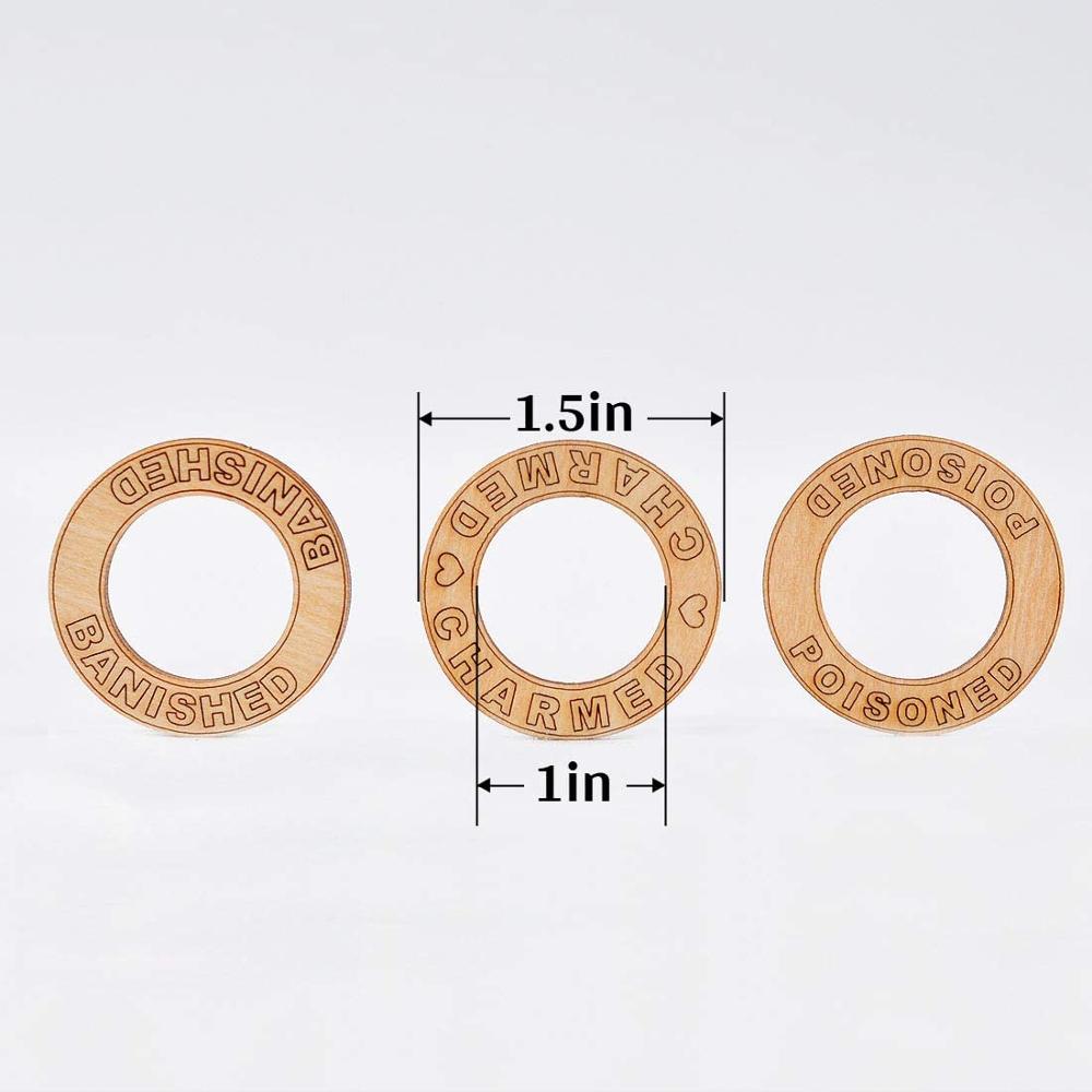 96 PCS Wooden Ring Status Effect Markers in 29 Conditions