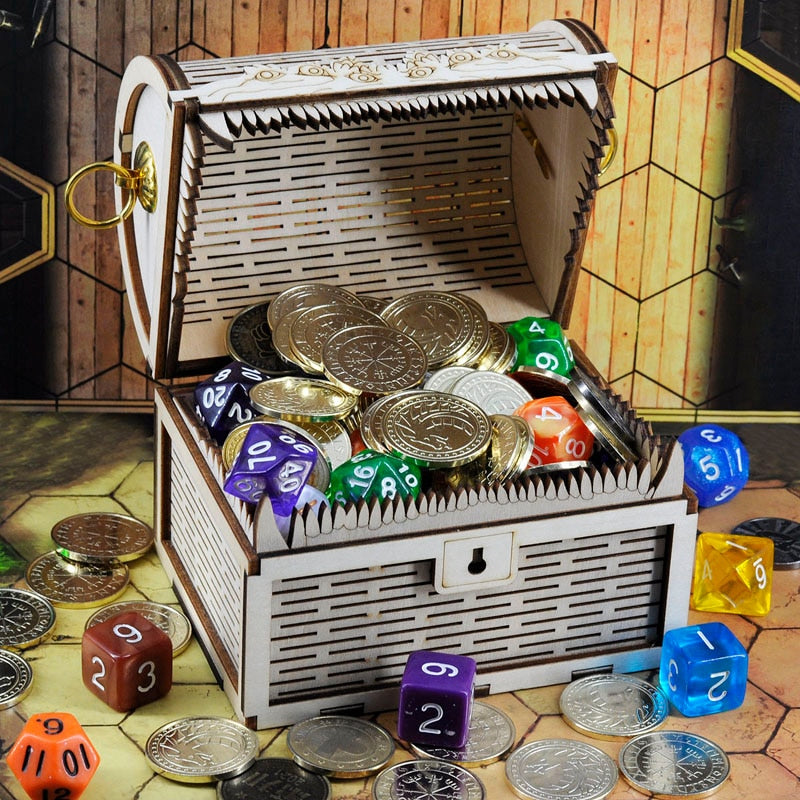 DND Mimic Chest Box Wood Laser Cut Dice Storage Case  
Perfect for Dungeons and Dragons, Board Game, Tabletop RPG