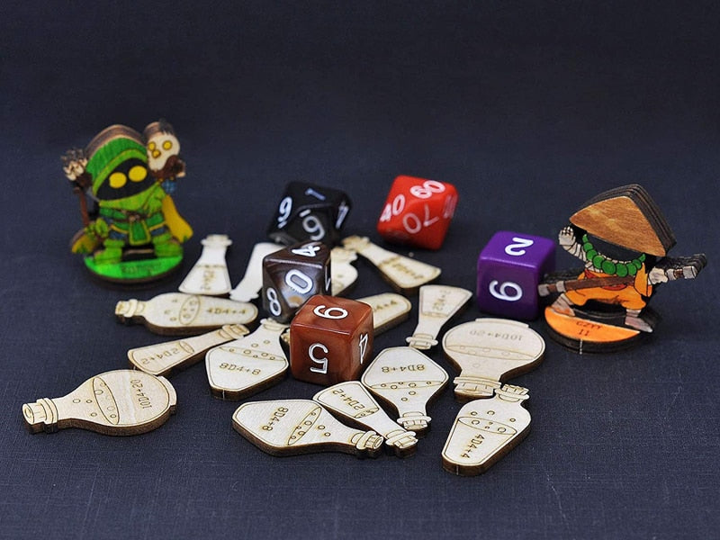 Healing Potion Tokens Set of 21 Wood Laser Cut and Etched