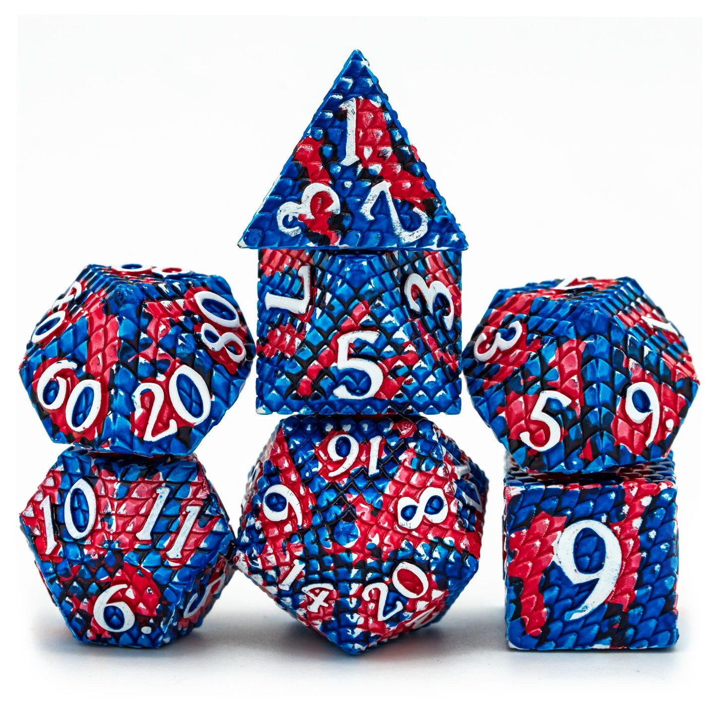 Cusdie Metal Dragon scale 7pc Polyhedral Dice set