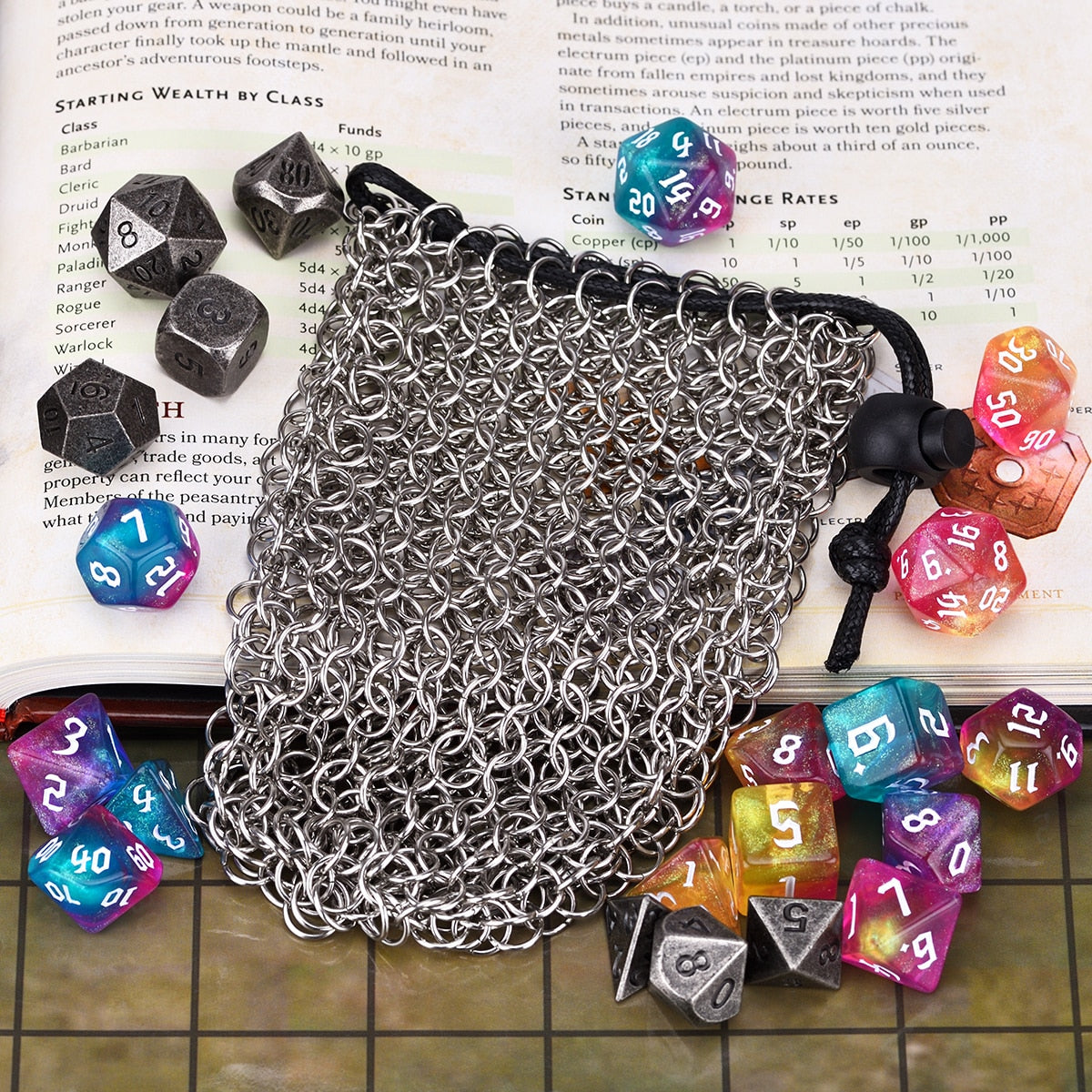 Stainless Steel Chainmail Dice Bag for Tabletop roleplaying games