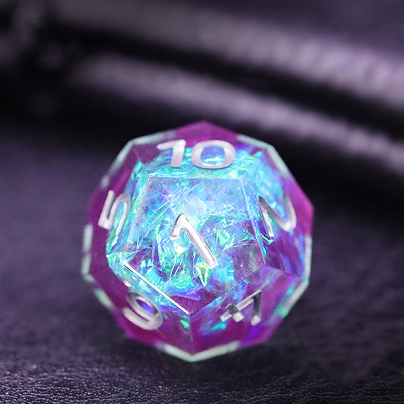 Blue Purple Ice Crystal Style 7Pcs Polyhedral Dice Set