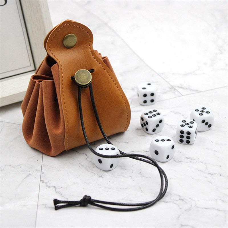 Artificial Leather Dice Bag Tray Design Viking Style Vintage Medieval Drawstring Pouch For D&amp;D Role Playing RPG Game Coin Purse