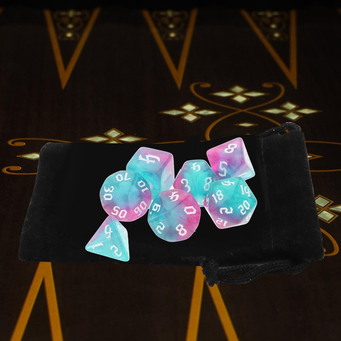 Moon Glow 7pc Polyhedral dice set