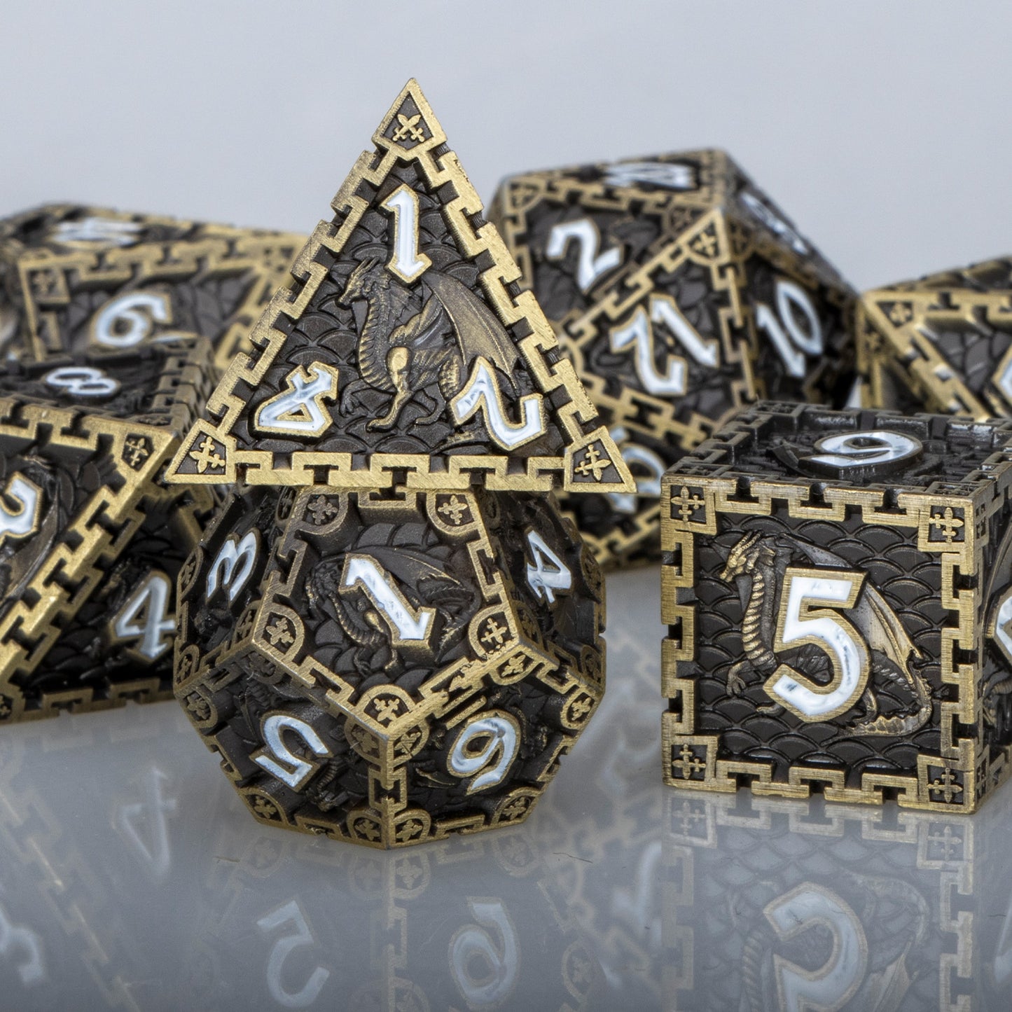 Metal dragon Polyhedral Dice Set