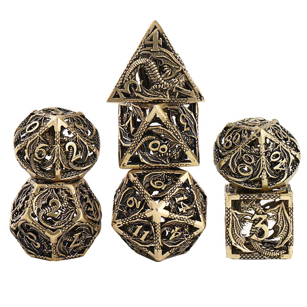 Hollow Metal Dragon 7pc Polyhedral Dice Set