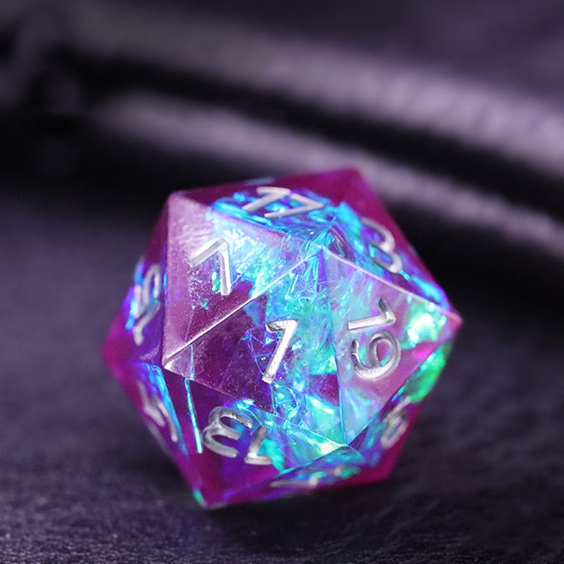 Blue Purple Ice Crystal Style 7Pcs Polyhedral Dice Set