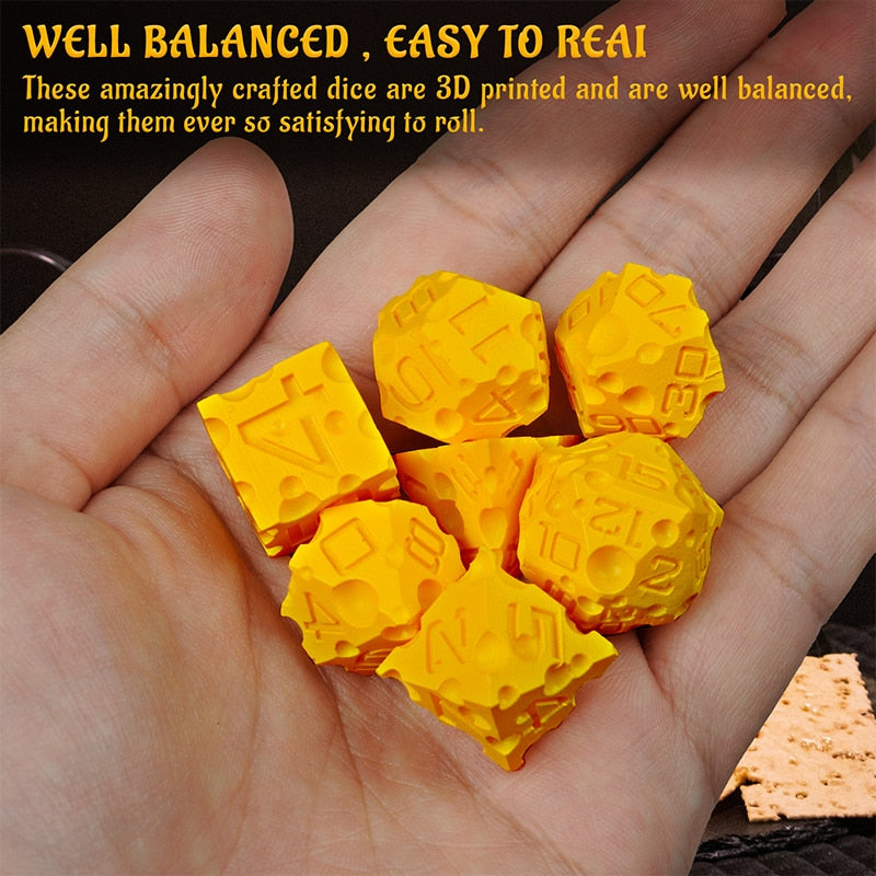 The Big Cheese Dice 3D Printed 7PCS Polyhedral dice set