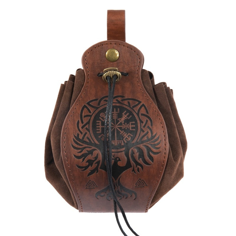 Artificial Leather Dice Bag Tray Design Viking Style Vintage Medieval Drawstring Pouch For D&amp;D Role Playing RPG Game Coin Purse