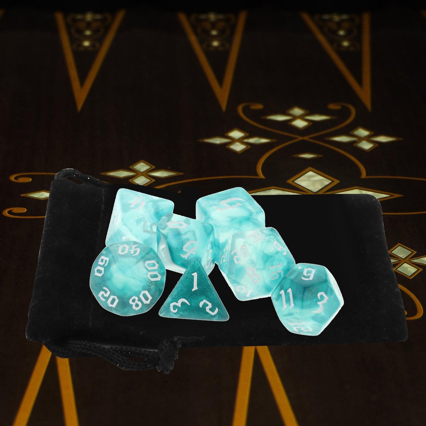 Moon Glow 7pc Polyhedral dice set