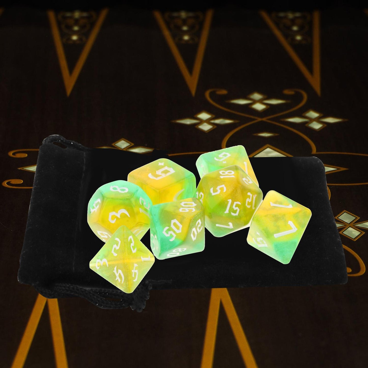 Moon Glow 7pc Polyhedral dice set