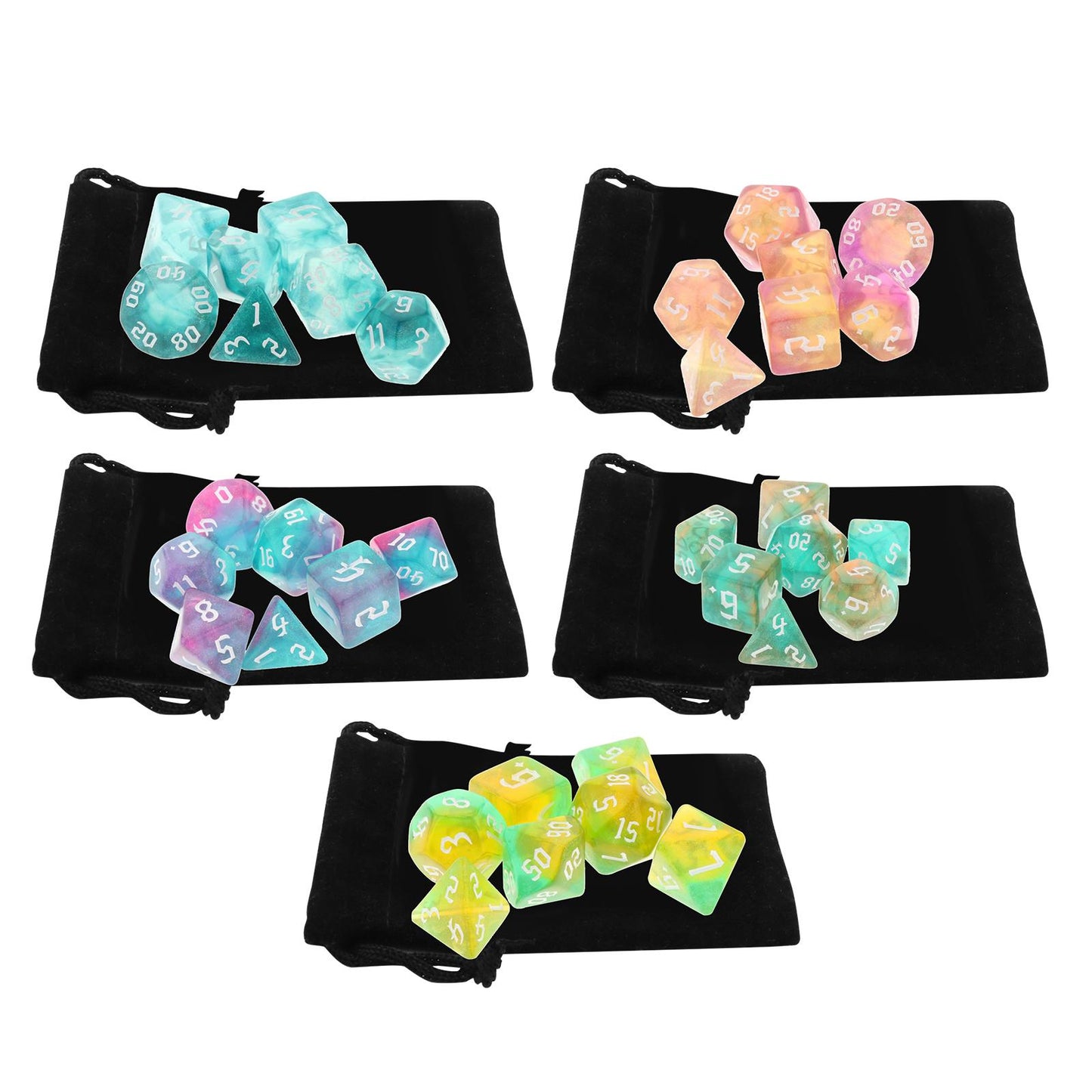 Moon Glow 7pc Polyhedral dice set